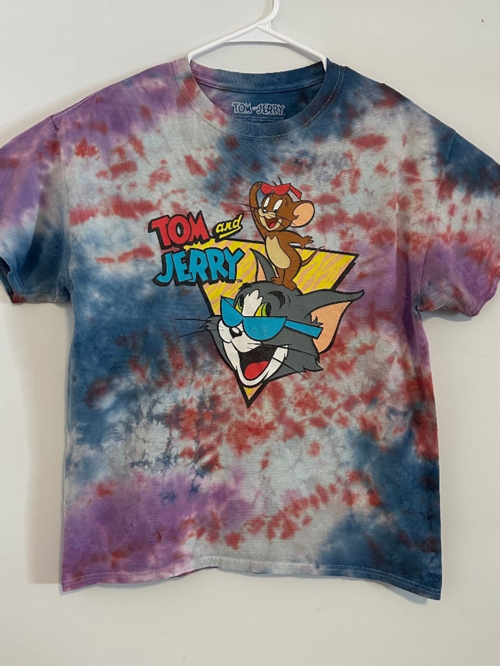 Tom & Jerry Cartoon Network Graphic Print T-Shirt Medium Tie Dye Short Sleeve